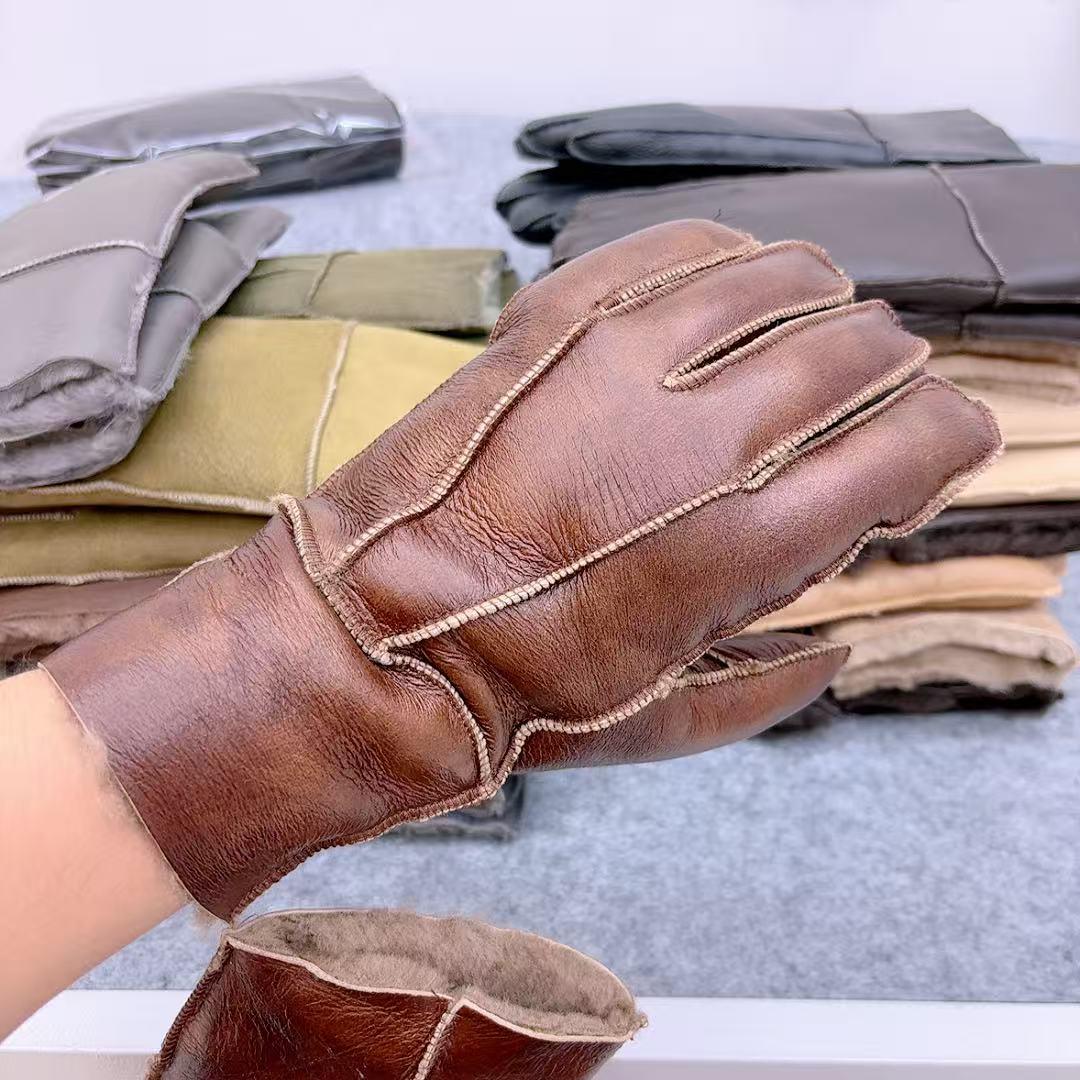 真羊皮毛手套