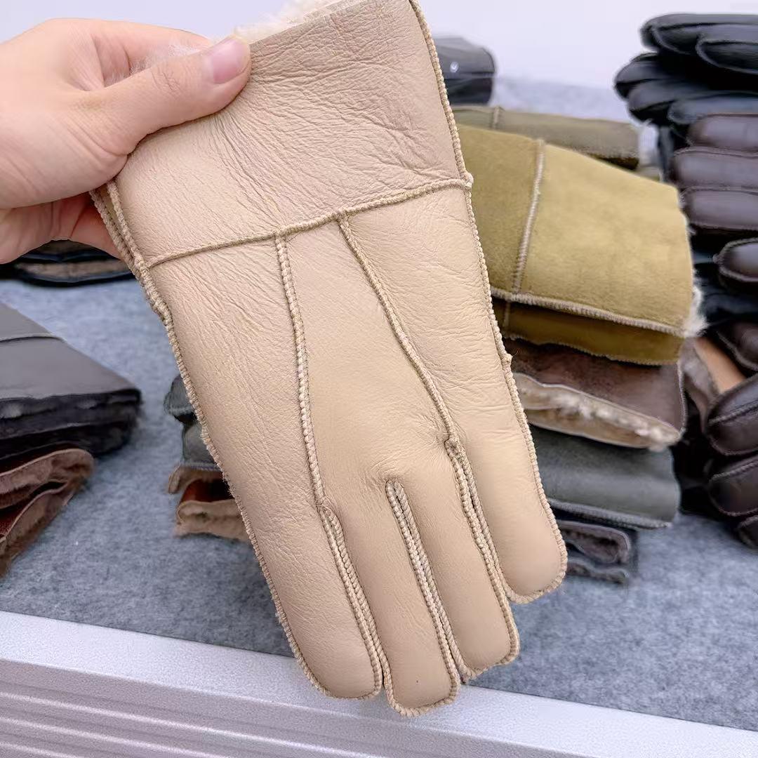 真羊皮毛手套