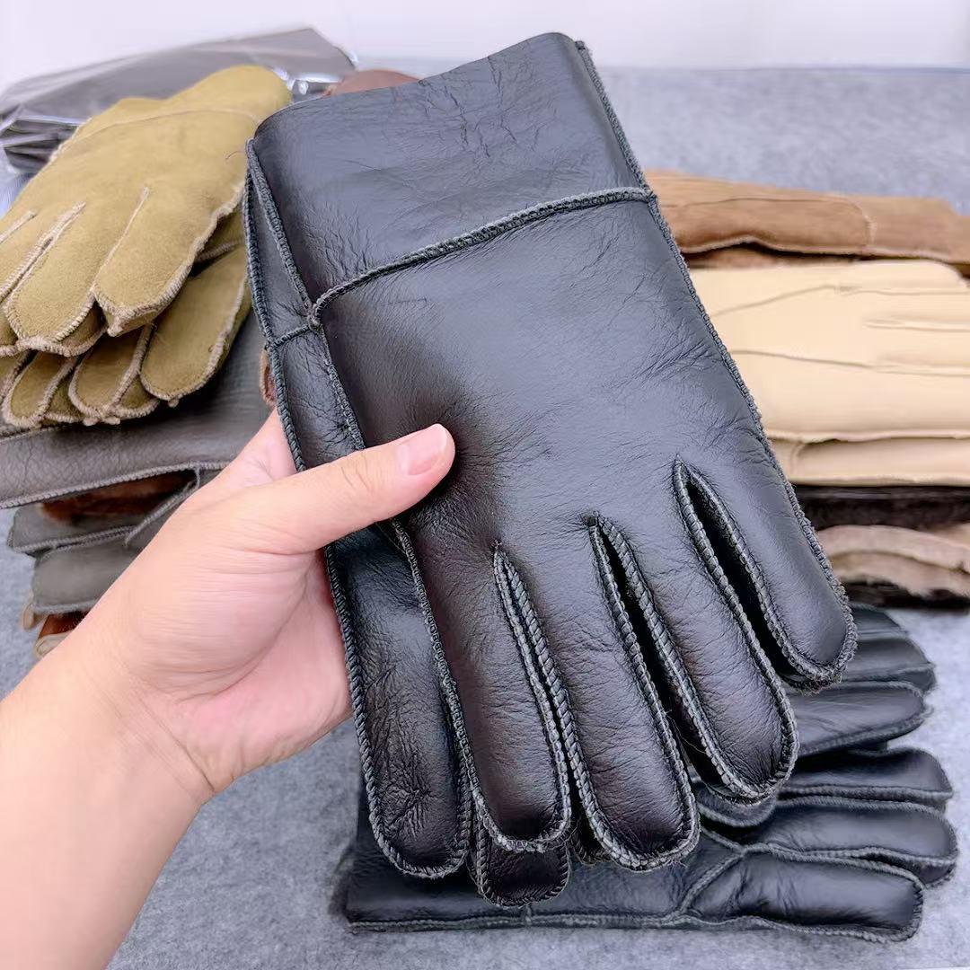 真羊皮毛手套