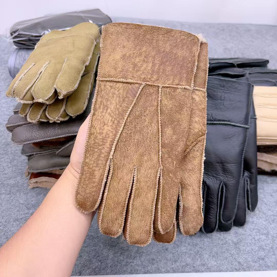 真羊皮毛手套