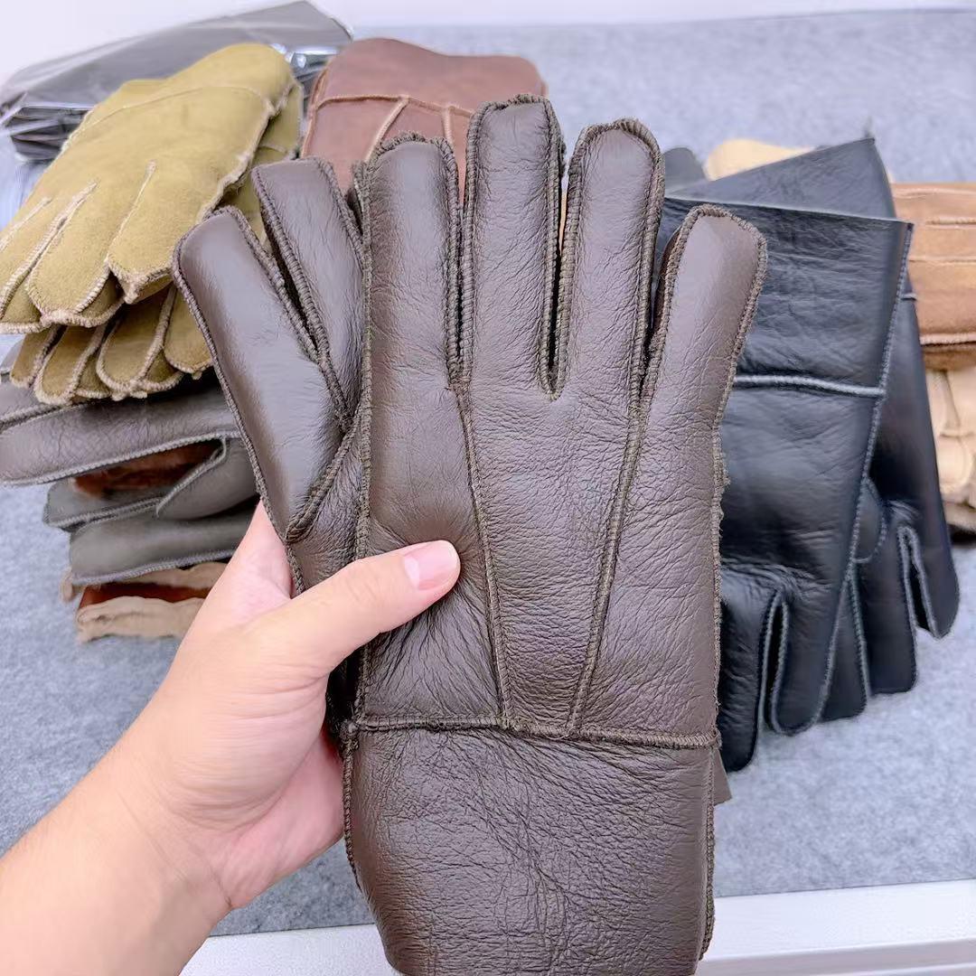 真羊皮毛手套