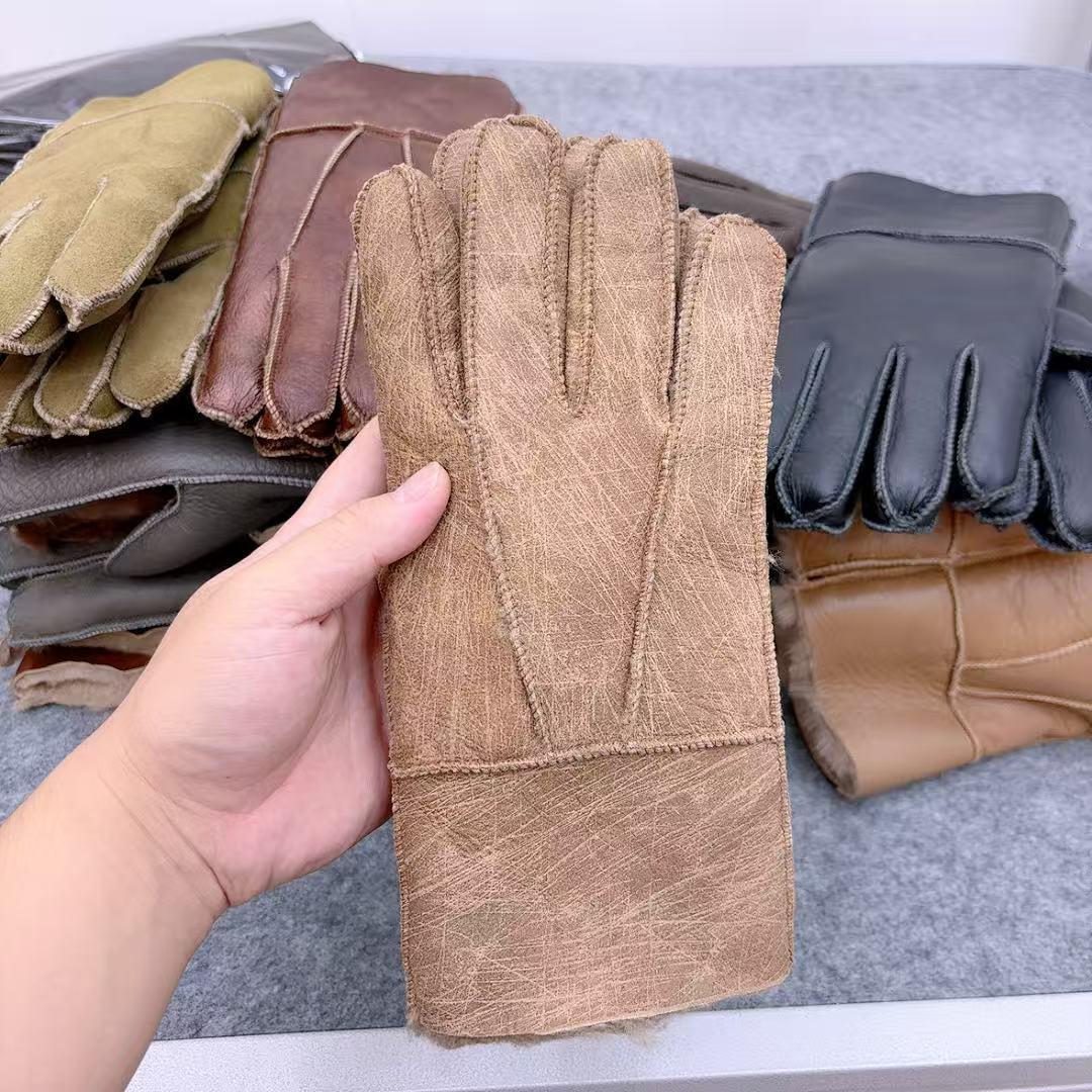 真羊皮毛手套