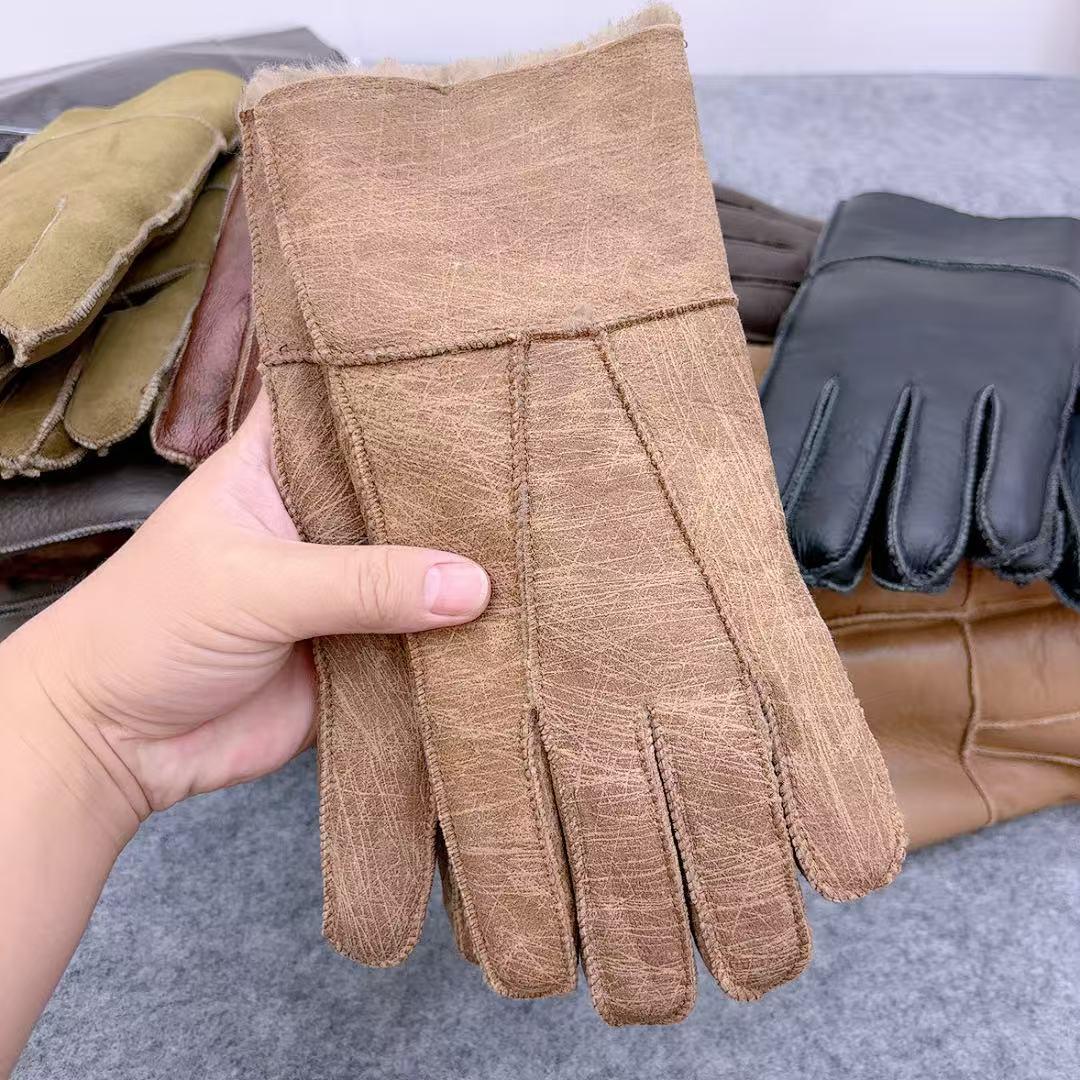 真羊皮毛手套