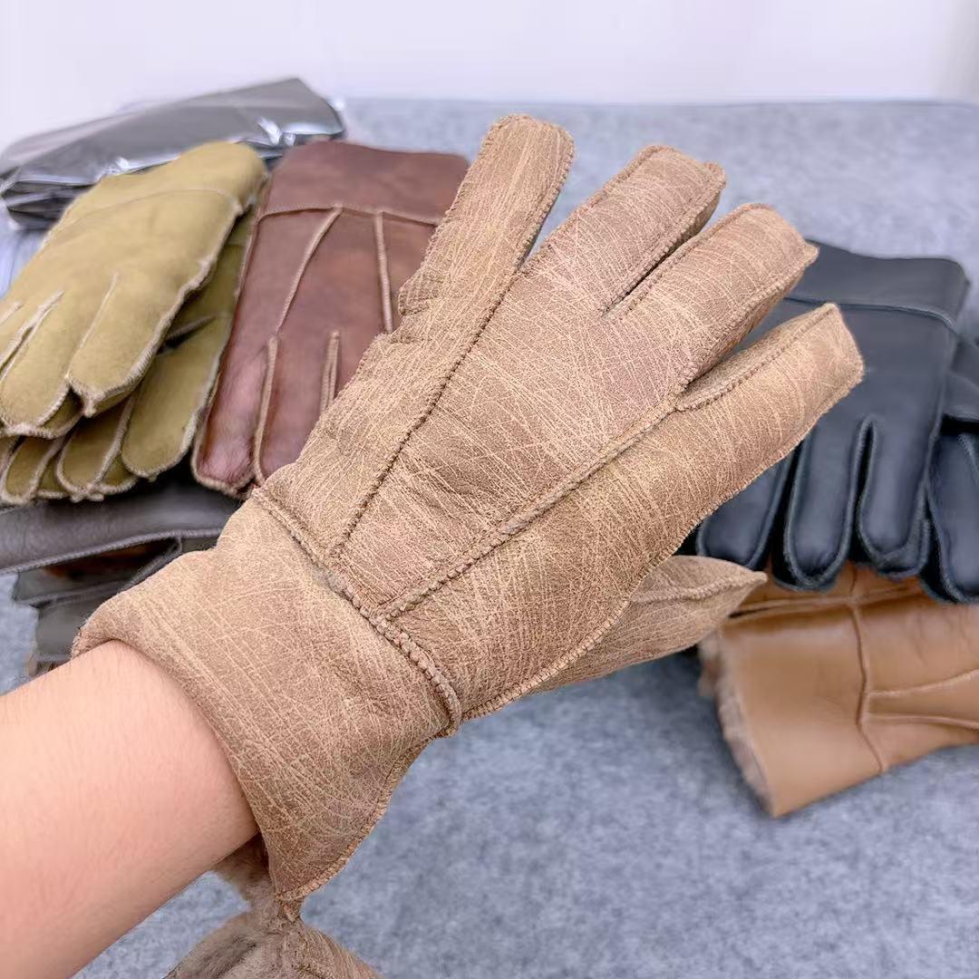 真羊皮毛手套