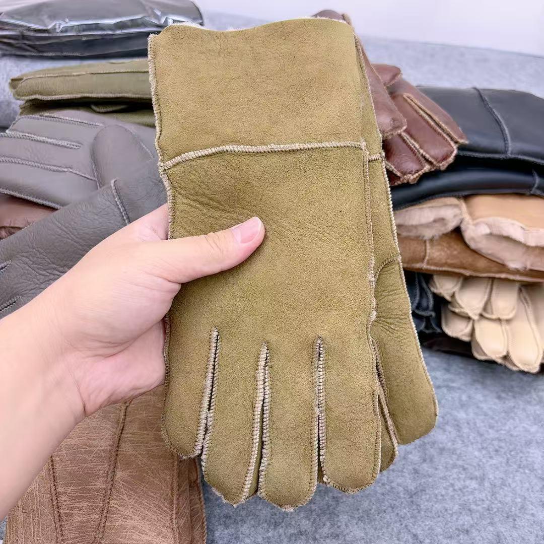 真羊皮毛手套