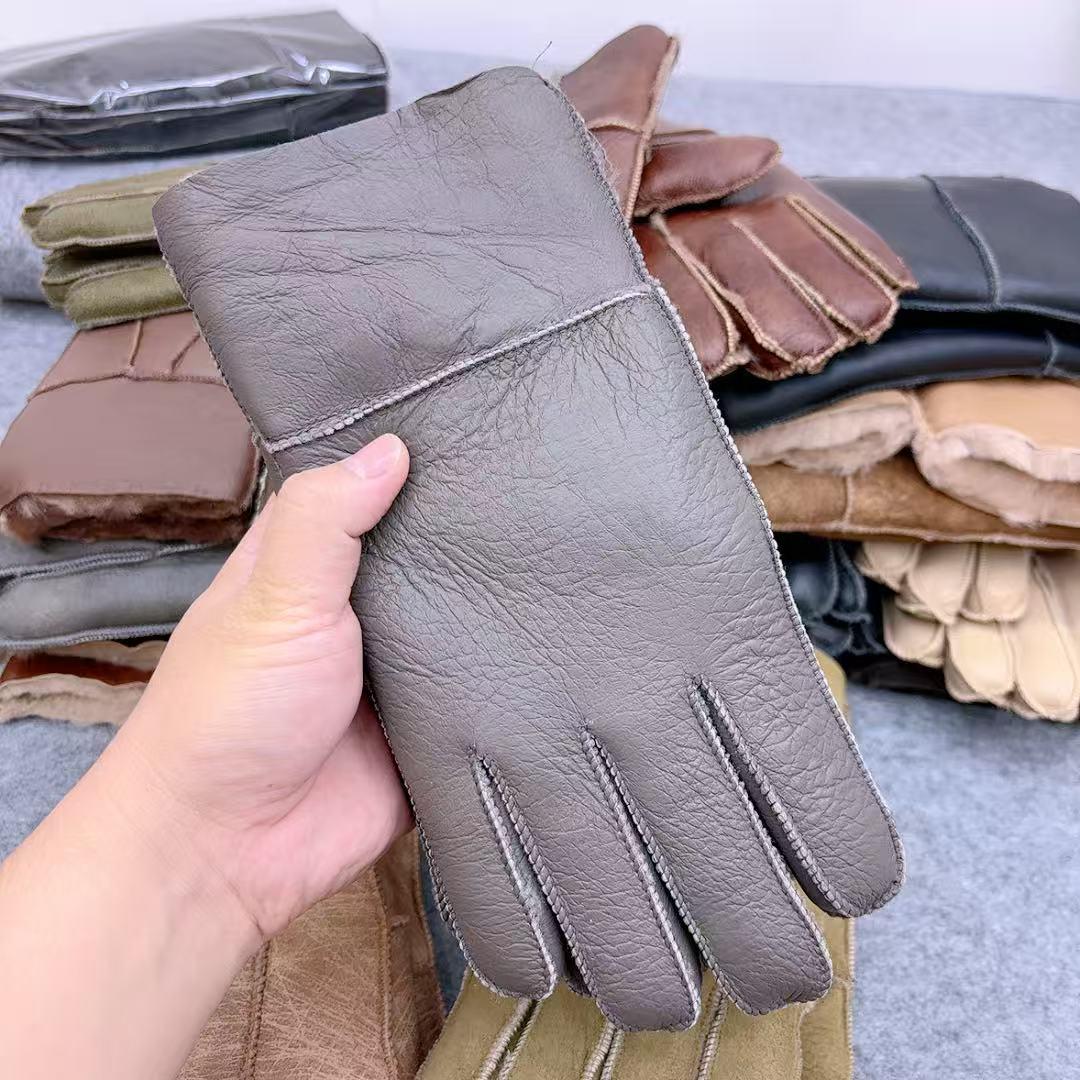 真羊皮毛手套