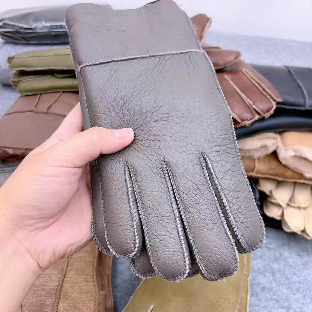 真羊皮毛手套