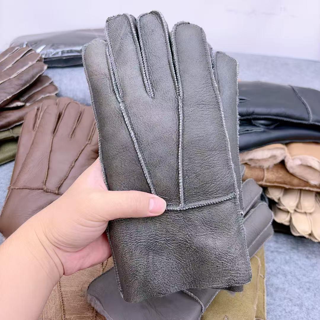 真羊皮毛手套