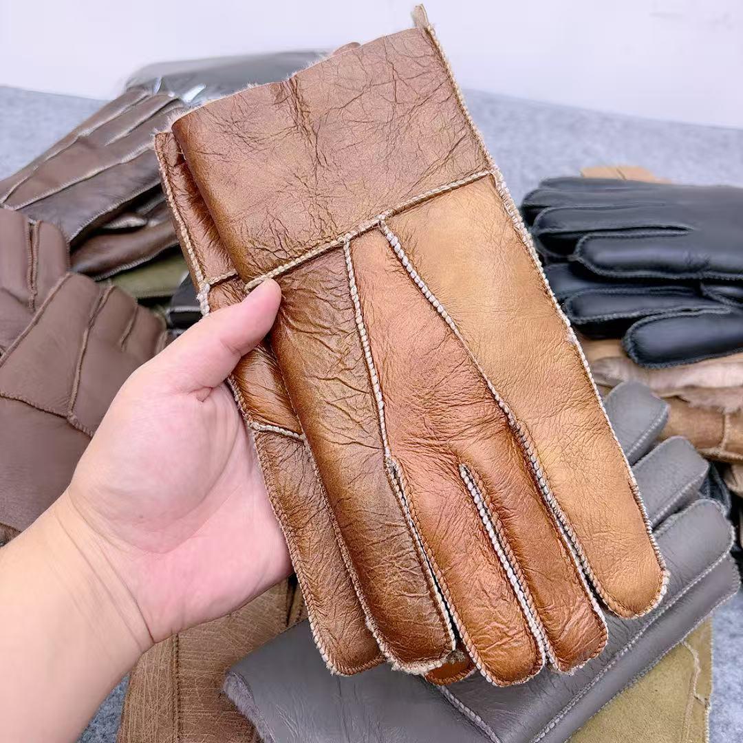真羊皮毛手套