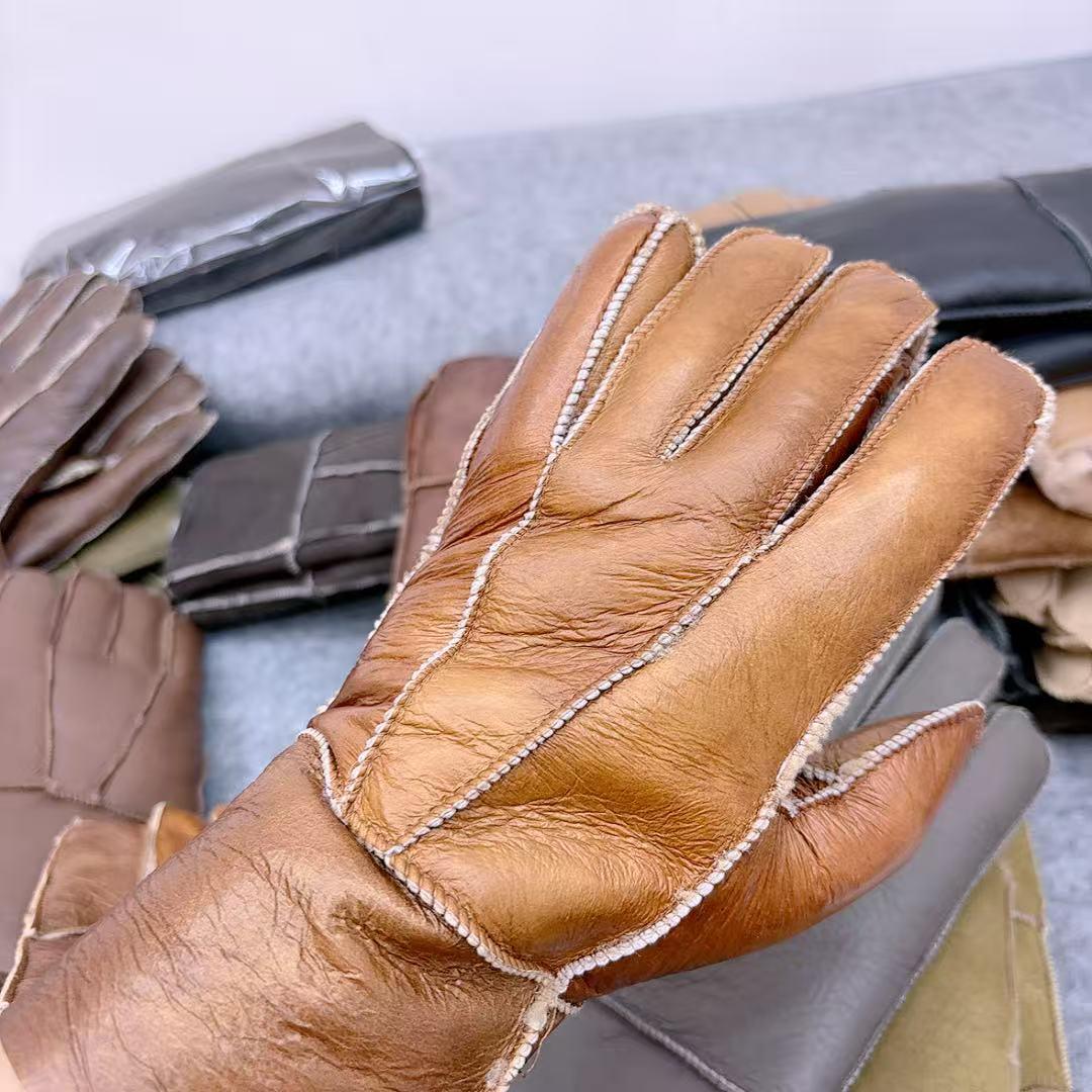 真羊皮毛手套