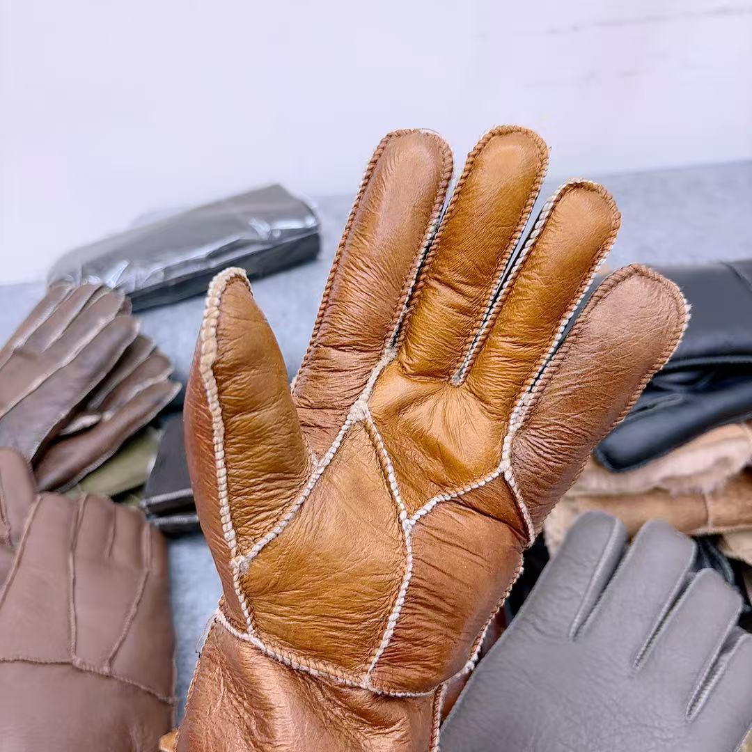 真羊皮毛手套