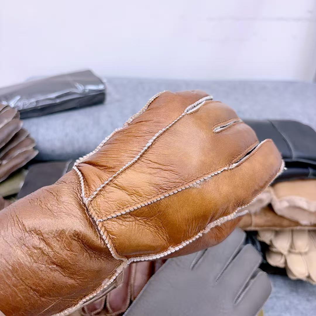 真羊皮毛手套