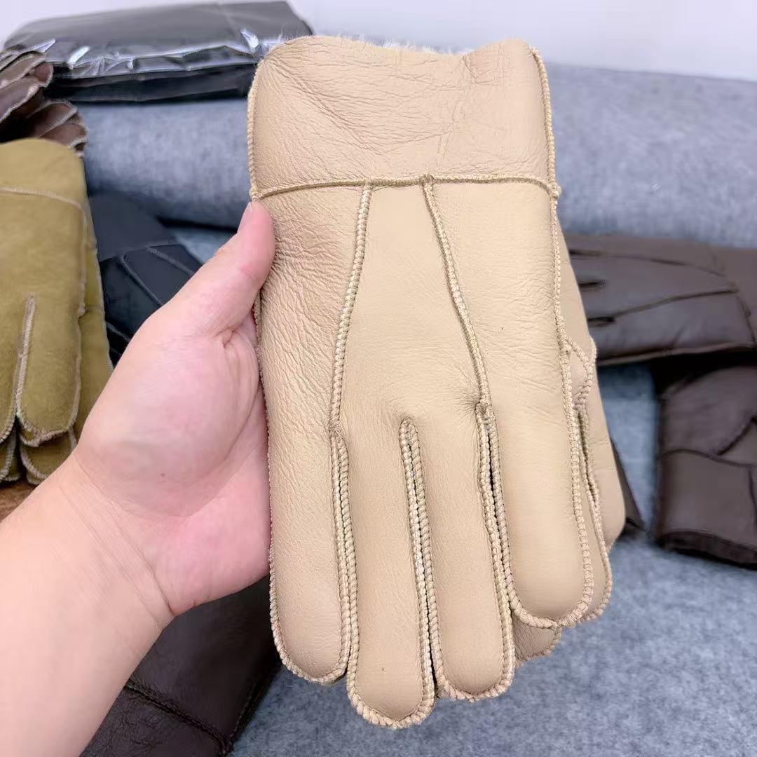 真羊皮毛手套