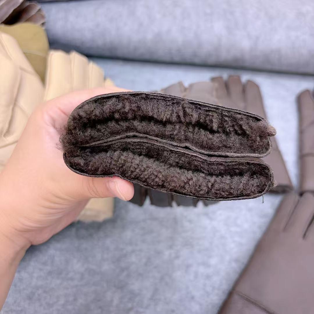 真羊皮毛手套