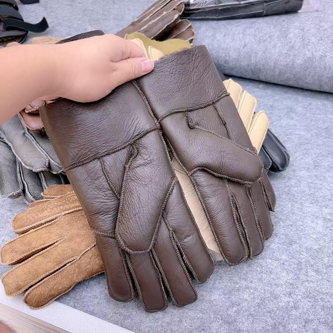 真羊皮毛手套